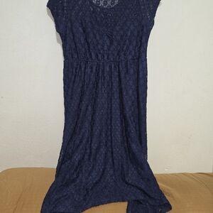 Siren Lily Navy Lace Maxi with Cap Sleeves